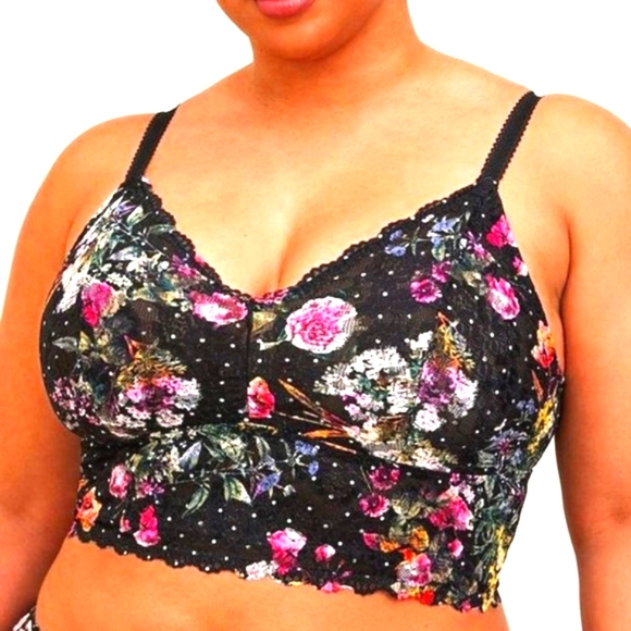 ❤️NWT VINTAGE TORRID LINGERIE UNLINED LACE LONGLINE BRALETTE FLORAL POWER MESH - Picture 7 of 9